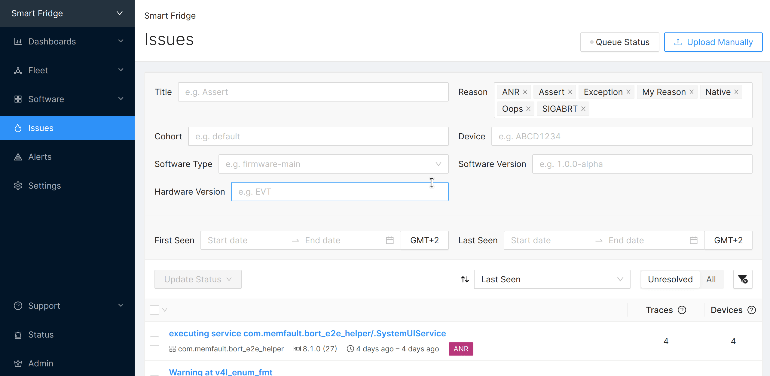 Manually uploading a bug report