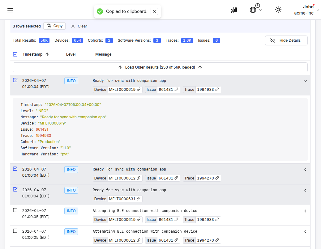 Log Explorer copy improvements
