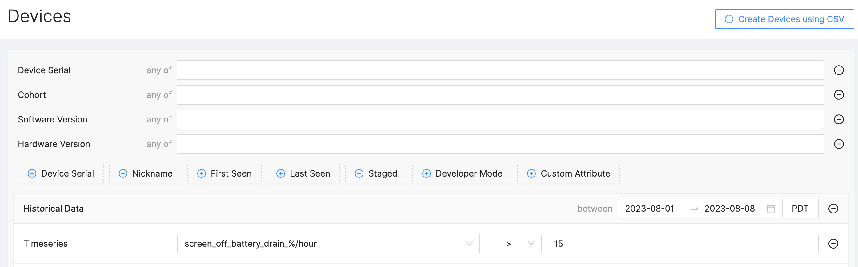 Searching for devices with a large battery drain
