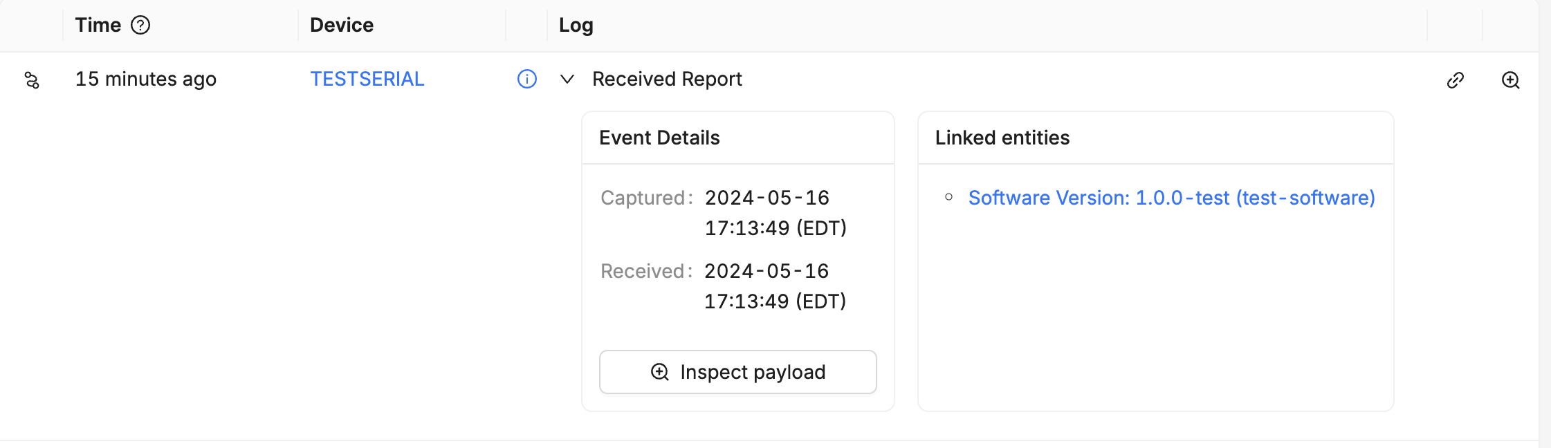 Processing Log test example