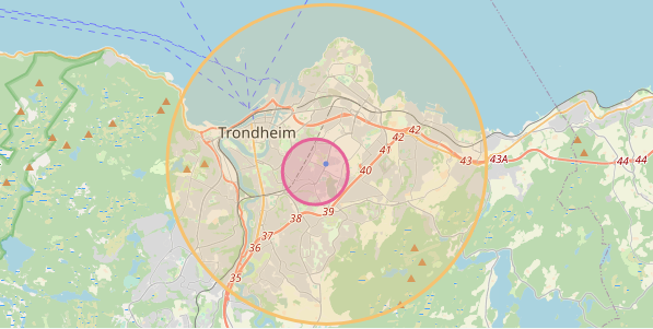 Map showing GNSS and cell-based device location