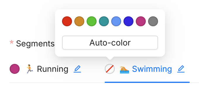 The chart segments color picker The chart segments color picker