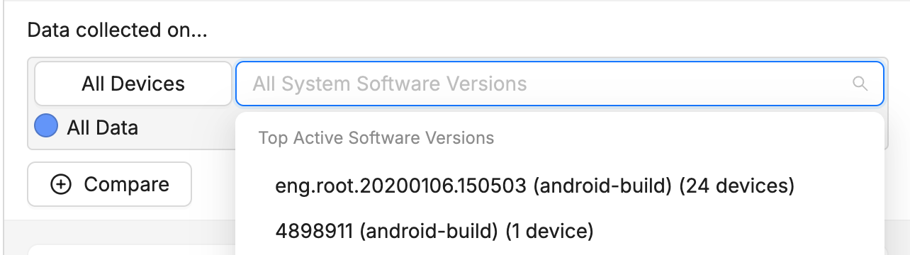 Filter a dashboard by historic OS Version