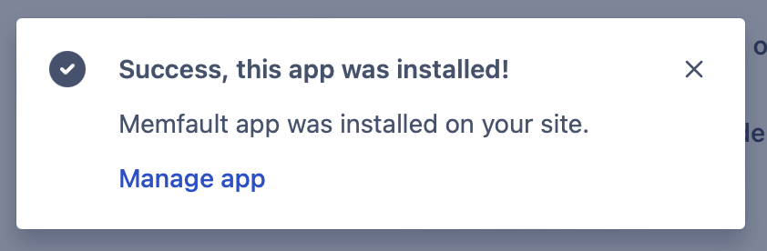 Screenshot of the Installed notification
