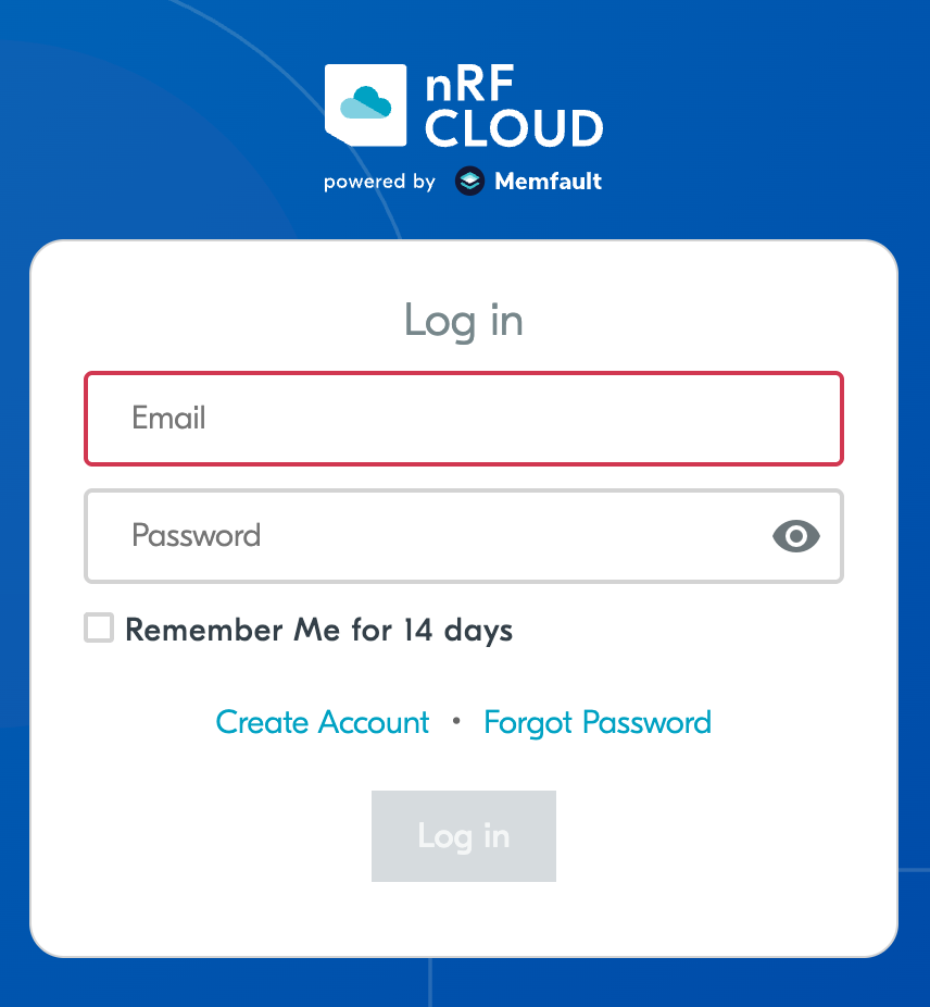 nRF Cloud login page